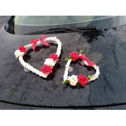 Dekoracja auta do ślubu 2 serca 