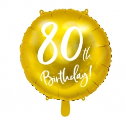 BALON foliowy Złoty na 80 Urodziny