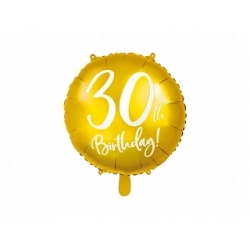 Balon foliowy złoty z nadrukiem -30 urodziny.