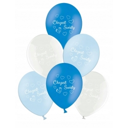 Balony chrzest święty niebieski dla chłopczyka zestaw  6szt