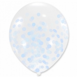 Balony przezroczyste z niebieskim  konfetti -10 szt.