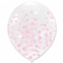 Balony przezroczyste z różowym   konfetti -10 szt.