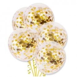 Balony przezroczyste ze złotym konfetti -100 szt.