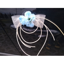 Dekoracja na auto  ślubne niebieska - komplet