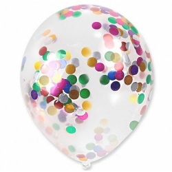 Balony przezroczyste z kolorowym konfetti -5 szt.